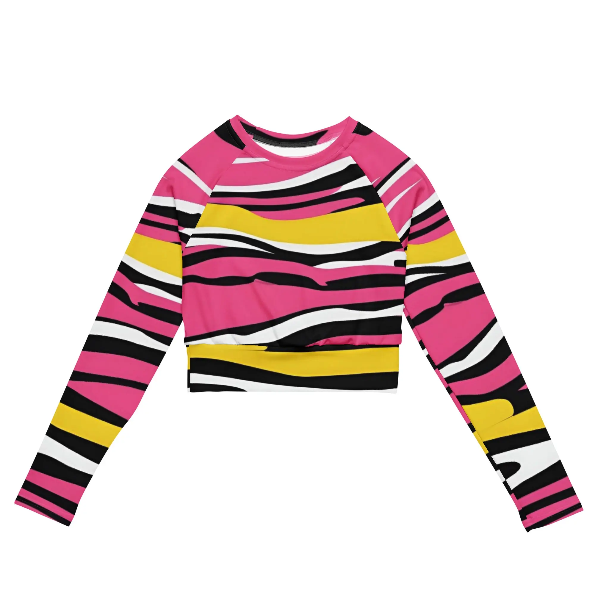 Pretty Pink Purrfect Stripes Animal Compression Crop Top