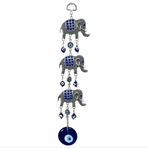 Turkish Elephant Wall Hanging Ornament, Bohemian Glass Pendant Decor for Room & Door, Stylish Indoor Hanging Decoration, Home Accent & Holiday Gift