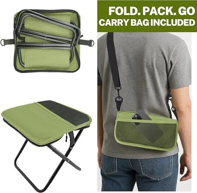 Portable Foldable Outdoor Stool, Waterproof Breathable Mesh Compact Camping Chair, Lightweight Fold Seat for Sports Games Tailgating Picnic Park Outdoor Events camp table