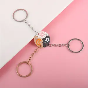Summervibles Sun Moon Star Magnetic Best Friend Keychain Set for 3 - Matching Friendship Keychains Puzzle Pendant Gift for Birthday or Just Because - for Daily Use
