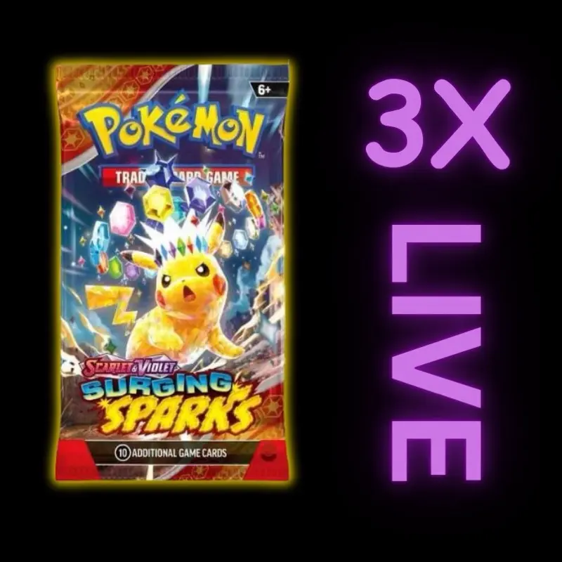 Surging Sparks 3 Pack Bundle | Pokémon TCG | RIPPED LIVE