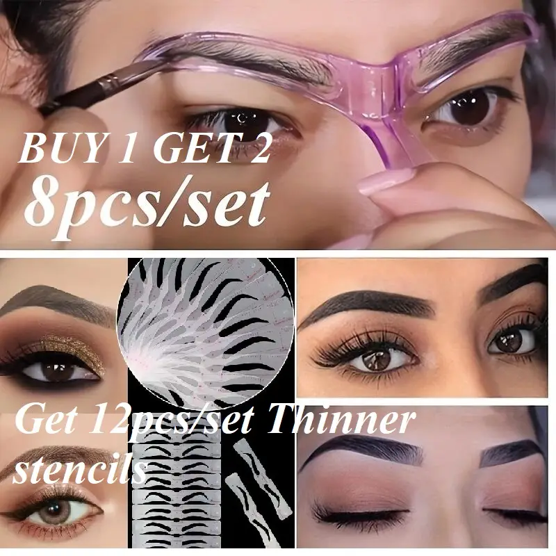 The 4th-Generation Eyebrow Shaping Miracle! BUY 1 GET 2 Eyebrow Stencils-Hand Held Eyebrow Stencils&Wea,Shaping For Thick&Thin Eyebrows,2 Sets Eyebrow