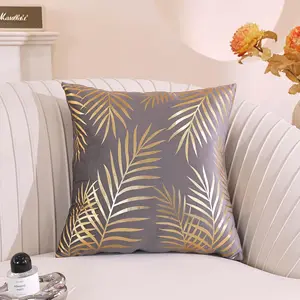 Pack of 2, Pillow Covers  Cozy Soft  Stamping Leaves Decorative Cozy Soft Throw Pillow Cases Cushion Covers Shells for Sofa Couch Bed  Decoration 18 x 18 Inches Grey/Gray