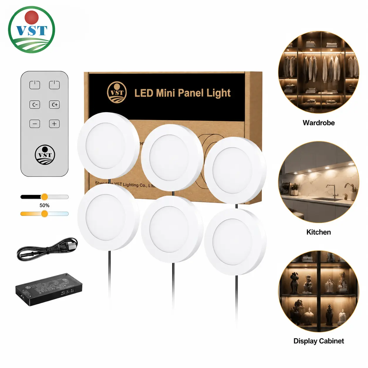 VST Smart Puck Lights 6-Pack – Instant Kitchen Glow Up, Dimmable Under Cabinet Lighting 3000K-6000K, Works with Alexa & Google Home, App & Remote Control, Easy Install for Cabinets & Display