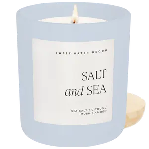 Salt and Sea Soy Candle - Blue Matte Jar - 15 oz