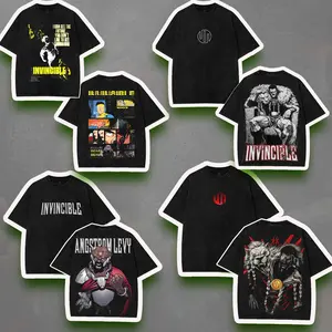 [COLLECTION] Invincible Omni-Man Mark Grayson Comic Graphic Tee Guardians of the Globe Heavyweight Acid Wash Boxy Fit Premium Oversized Cotton T-shirt for Men Women Urban Streetwear Apparel Distressed Wash Grey Top