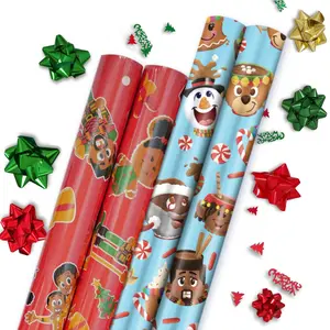 Black Santa 4 Roll Multipack by The SivART Gallery Christmas Gift Wrap - Set of 4 Rolls - Featuring African American Black Characters
