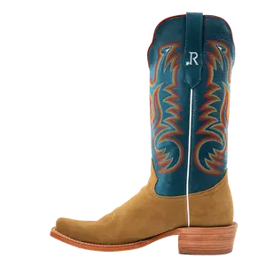 R. Watson Men’s Marine Blue and Sand Roughout Narrow Square 13″ Boot