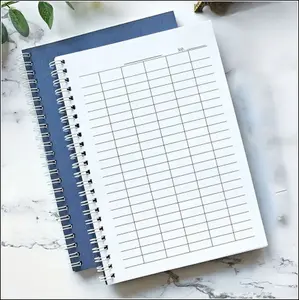 A5 Spiral Bound Grid Notebook - 100 Pages, Blue Texture Cover, Horizontal/Vertical Layout for Time Tracking, Accounting, Inventory Management & Activity Planning, Notebooks for School