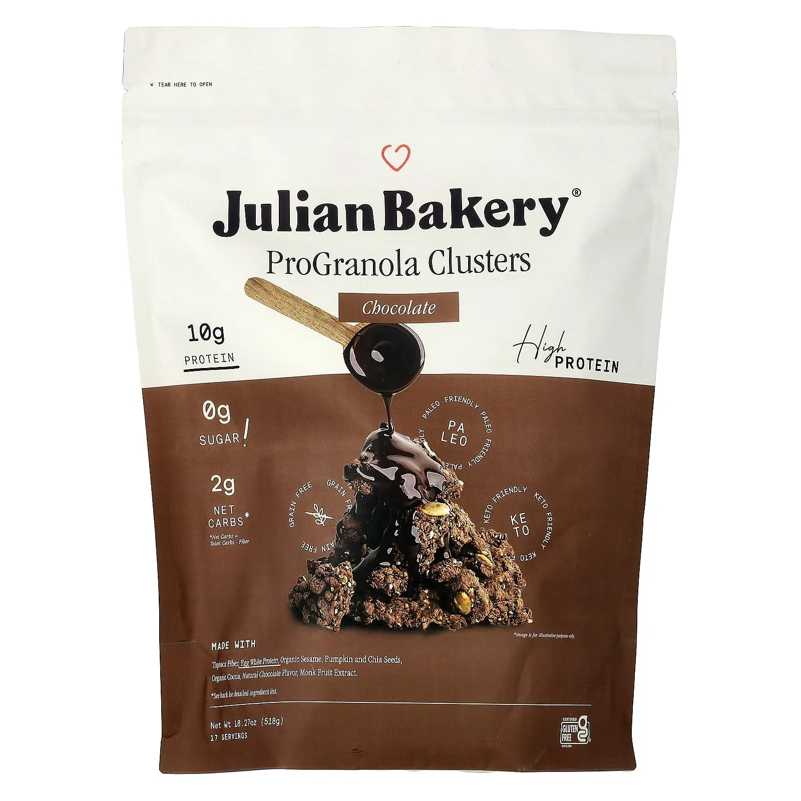 Julian Bakery ProGranola Clusters, Chocolate, 18.27 oz (518 g)