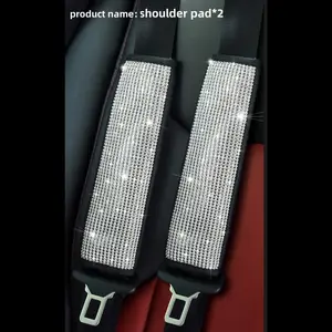 2pcs, car seat belt protective cover, artificial diamond shoulder pads, suitable for car interior, Car Interior Accessory, leather-wrapped seat belt cover, Boujee Car Accessories