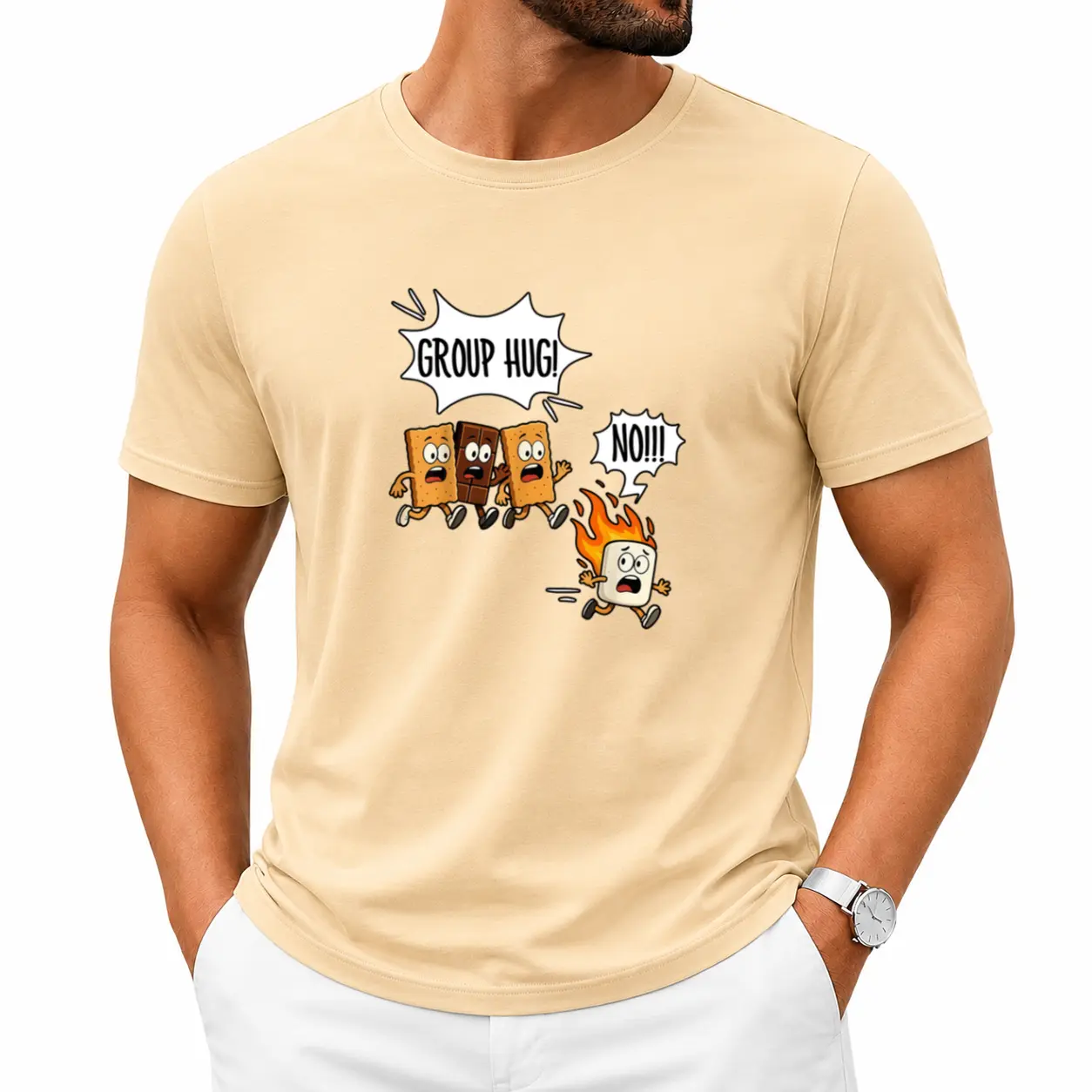 Retro Campfire Graphic Tee – Unisex Marshmallow Roasting Design, Comfortable Casual Fit for Outdoor, Gym & Streetwear in 2026 Style