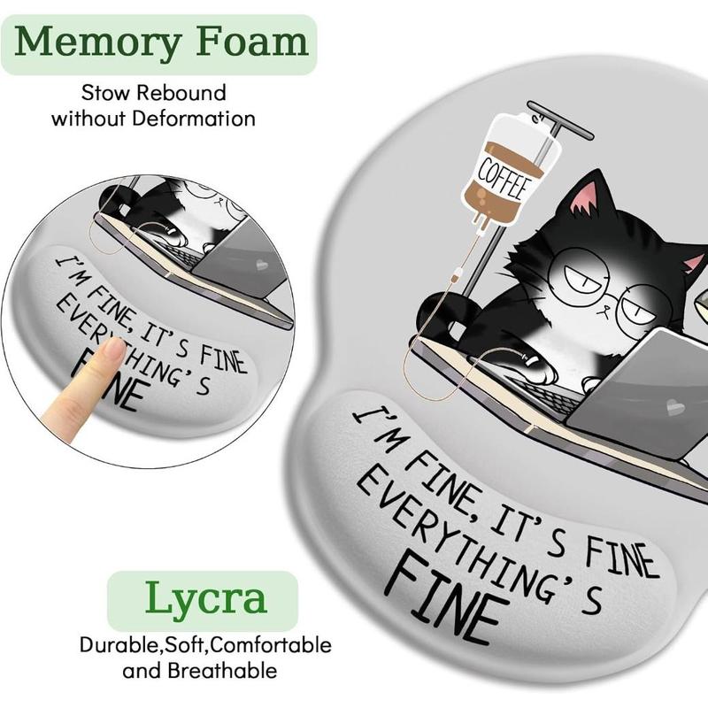 Ergonomic Cat Mouse Pad with Wrist Rest, Gaming Mouse Pad with Wrist Support, Funny Mouse Pad for Desk, Computer Mousepad with Non-Slip Pain Relief PU Base, Cute Office Desk Accessory