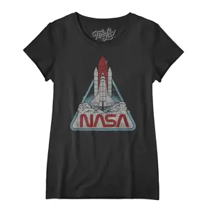 Vintage NASA Shuttle Womens Scoopneck T-Shirt - Black