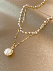 Women Pearl Detail Layered Necklace Jewelry - Jewellery