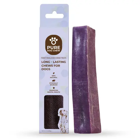 Pure Dog Chew Blueberry Himalayan Yak Cheese Chew for Dogs – 3 oz, Long-Lasting Rawhide-Free Dog Treat (20-65 LBS)