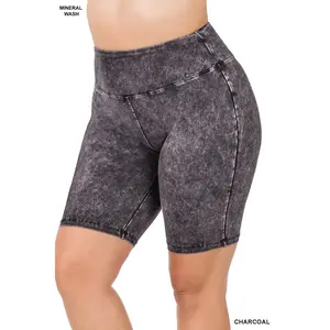 Charcoal Mineral Washed Biker Shorts