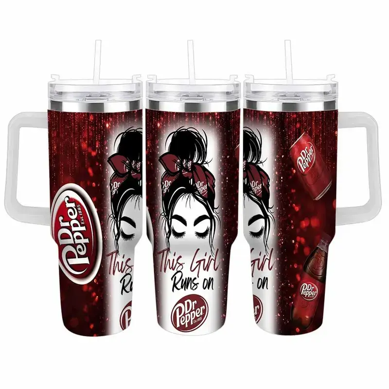 [HOT] Dr Pepper car cup (40oz) retro soda pop graphic print insulated travel tumbler perfect for daily commutes road trips office breaks and outdoor adventures ideal gift for soda lovers