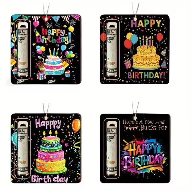New 2D Birthday Wooden Wallet Decoration Pendant Ornaments, Happy Birthday Party Decor, Cross-Border Fashion Accessory, Perfect Gift Idea
