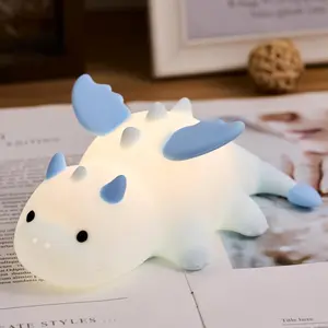 Cute Flying Dragon Night Light, LED Squishy Novelty Animal Night Lamp, 3 Levels Dimmable/Timer/RGB Nightlight with Magnetic Mount, Rechargeable Touch Bedside Lamp, Bedroom/Dorm Decor, funny best Gifts for Kids/Girls/Boys/Baby/Toddler/Mother/ friend