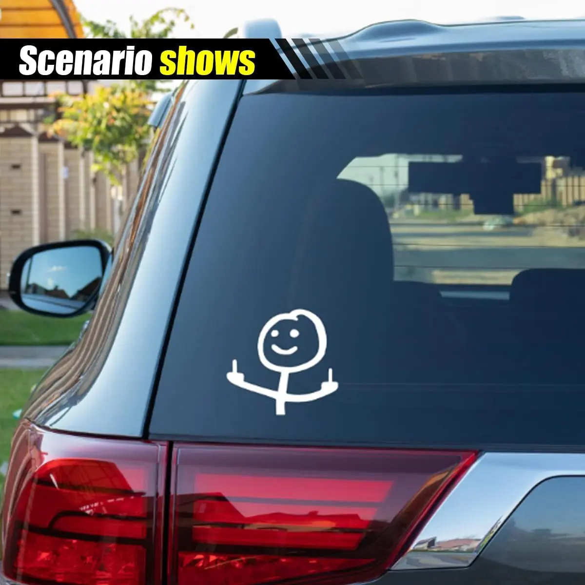 Funny Personalised Cartoon Middle Finger Large Vinyl Car Sticker - Glossy, Wrinkle-Resistant, Anti-Scratch, Waterproof, 5.93x5.53" Cutout Sheet, Truck Decals, Decals for Truck, Vehicle Decor for Car Bumpers, Windows, Smooth Surfaces (White Large)
