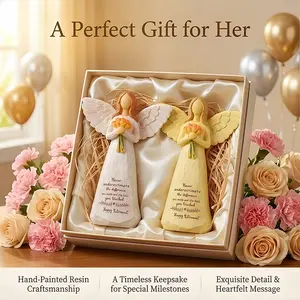 Mother's Day Gift Set, Resin Angel Ornament, Home Decor Desktop Statue, Modern Art Sculpture, Perfect Retirement Present for Women