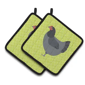 Carolines Treasures  Jersey Giant Chicken Green Pair of Pot Holders