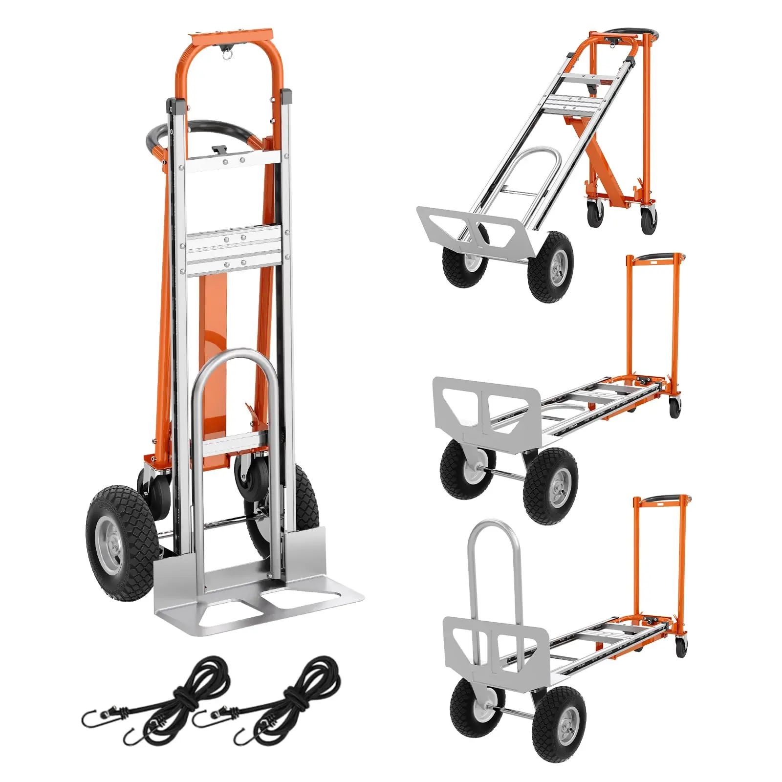 [Football Fan SeasonDeal] Heavy Duty 4-in-1 Convertible Aluminum Hand Truck Dolly – 1000 lbs Capacity – Folding Platform Cart with 10" Inflatable Wheels – Multi-Purpose for Warehouse, Office, Moving, Shopping