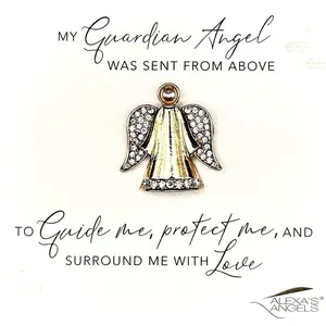 Platinum/Rhodium Silver Guardian Angel Pin with 18k Gold Finish for Protection and Guidance