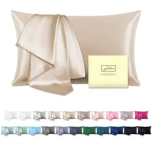Mulberry Silk Pillowcase for Hair and Skin Standard Size 20"X 26" with Hidden Zipper Soft Breathable Smooth Cooling Pillow Covers for Sleeping(Champagne ,1Pcs)
