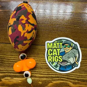 Matt Cat Rig Orange Camo EVA Foam Egg Float with 10/0 Wide Gap Circle Hook