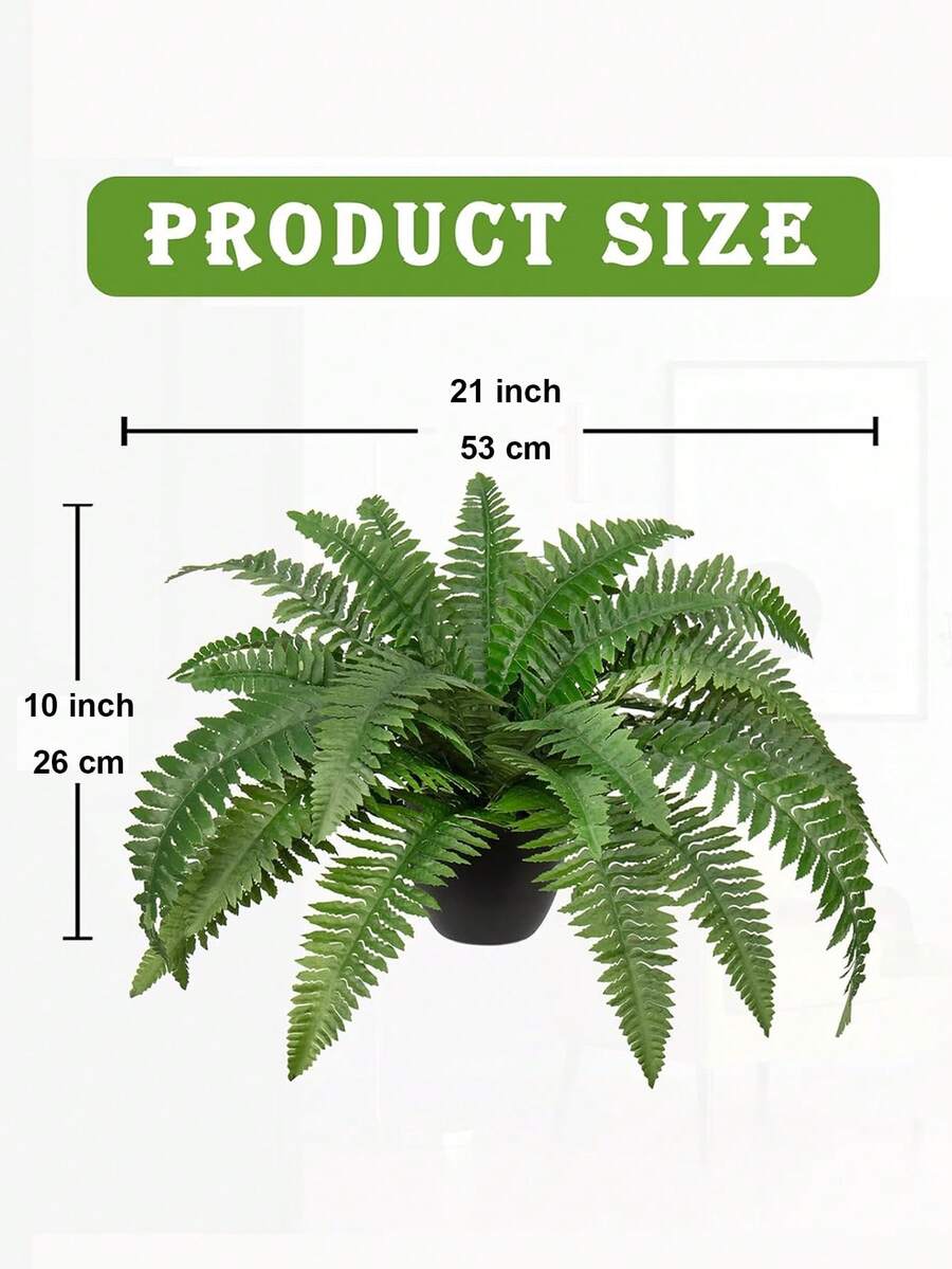 1pc/2pcs Branch Artificial Fern, 21 Inch Artificial Boston Fern, Artificial Green Plant, Long-Term Storage, Suitable For Home, Office, Yard, Garden Indoor And Outdoor Decoration 1 Pack, Home Decor
