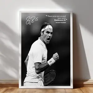 Roger Federer Famous Motivational Quotes Poster, Inspirational Wall Art, Tennis Legend Quote Print, Motivational Home Decor. No Framed