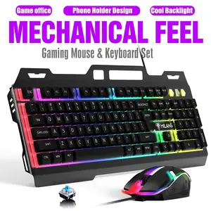 Computer Desktop Gaming Keyboard and Mouse Combo Mechanical Feel Led Light Backlit