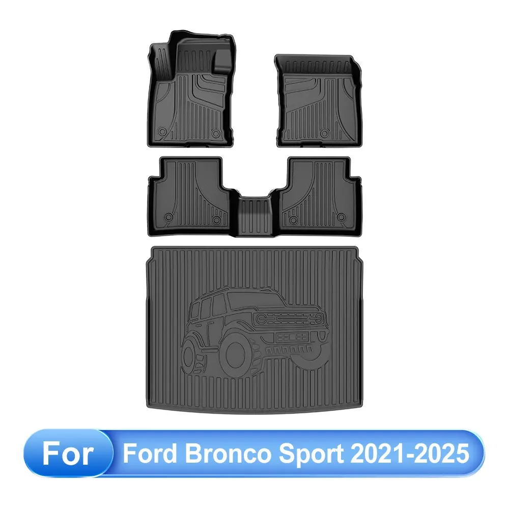 AOMSAZTO All-Weather Resistant TPE Car Floor Mats Fit For  Ford Bronco 2021-2026 , Mud Trap, Easy Install Full Cover Auto Interior Protection for Bronco Sport, Includes Floor, Trunk, Rear Backrest Coverage, Essential Car Accessory