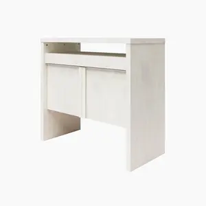 Neely Slide Out Desk by Mr. Kate - Textured White Plaster and Natural Wood Tones - Multipurpose Slide-Out Desktop and Hidden Storage