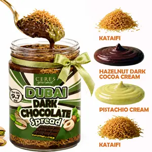 Dark Dubai Chocolate Spread 9.7 oz – Dark Chocolate & Pistachio Cream with Crispy Kataifi | Viral Gourmet Dubai Chocolate Jar | Perfect Gift