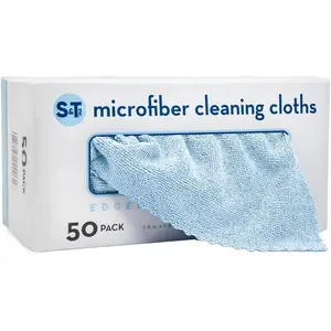 50 Pack Microfiber Cleaning Cloth with Box, Bulk Towels for ,  Microfiber Towels for , Cleaning Rags, Blue Color will Vary, 190gsm, 11.8 Inches x 11.8 Inches, 50 Count
