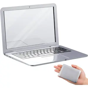 Mini Cat Laptop Toy Pocket Mirror 3.7 x 2.5 Inch Tiny Fake Computer Compact Mirror for Dollhouse Pet Travel Makeup Decoration(Silver)