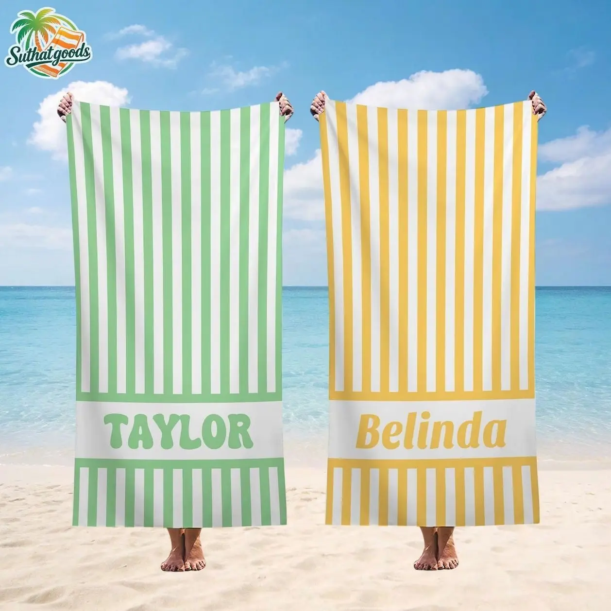 Personalized Stripes Beach Towel,Beach Vacation Beach Towel,Vacation Gear,Name BathTowel,Kids Towel,Bachelorette Party Favor