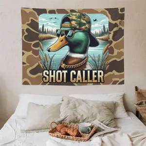 Camouflage Shot Caller Duck Hunting Print Wall Tapestry - Durable Polyester Decor with Size Options, Hand Washable Indoor/Outdoor Wall Art for Home Bedroom, Living Room Decor