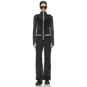 My Sunday Ski Quilted Velvet Ski Overall in Noir