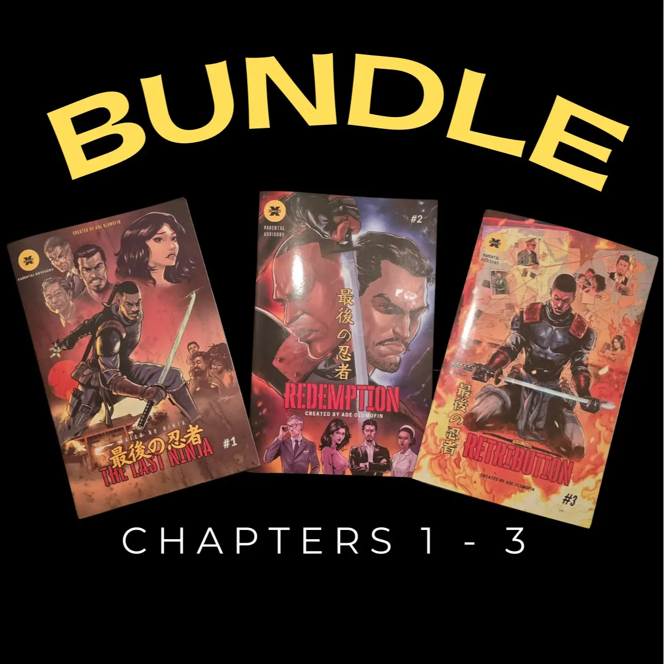 The Last Ninja comic book bundle. Chapters 1, 2, and 3 of The Last Ninja comic book anthology