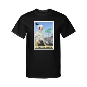 100% Cotton Summer T Shirts Chalino Sanchez 'El Gallo De Sinaloa' T-Shirt - Mexican Loteria Bingo Corrido Graphic Tee T-Shirt For Men and Women