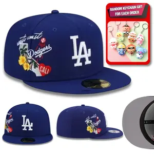 New Era MLB 59FIFTY Fitted Hat – NY Yankees LA Dodgers Black Cap Size 7 1/2, Flat Brim, Urban Style outdoorfun