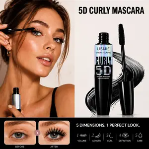 Li Si Jie 5D Waterproof Volume Mascara, Volumizing and Smudgeproof, Long-Lasting 24h Curling Balm, Ideal for Professional Makeup, Women and Girls