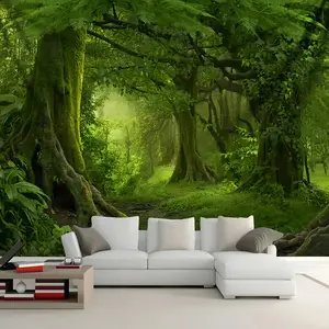 Mystical Forest Tapestry – Vibrant Sunshine Jungle Wall Hanging – Nature Landscape Polyester Fabric Decor for Bedroom, Living Room, Office, or Party