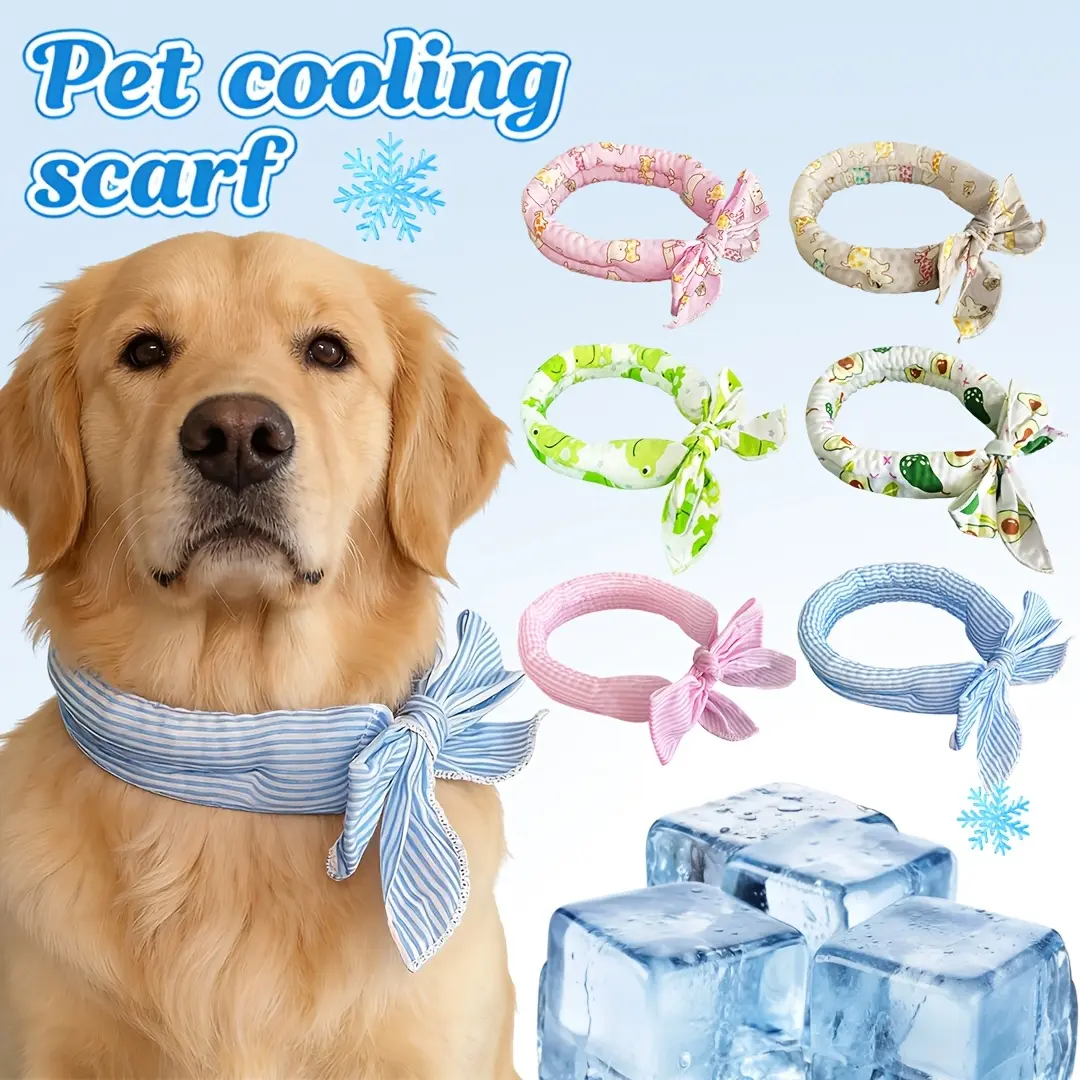 2pcs Universal Summer Pet Cooling Ice Scarf, Dog & Cat Neck Collar, Physical Heatstroke Prevention Cool Towel, Outdoor Ice Neck Ring