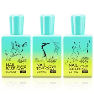 GELLAKTIK 3 Pcs 18ml Gel Base Coat, Builder Gel & No Wipe Top Coat Set - Foundation & Thickening Combination for Long-Lasting Shine, DIY Nail Art, UV/LED Light Cure, Perfect Manicure Gift for Women