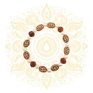 Om White Beaded Rudraksha Bracelet